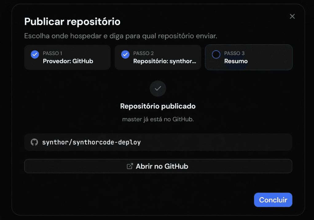 Projeto publicado no GitHub